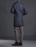 Navy blue buttoned raincoat