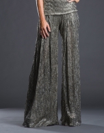 Silver lamé pleated pants 