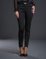 Black satin stretch pants