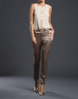 Bronze satin stretch pants