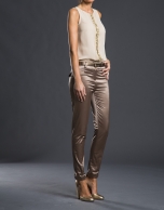 Bronze satin stretch pants