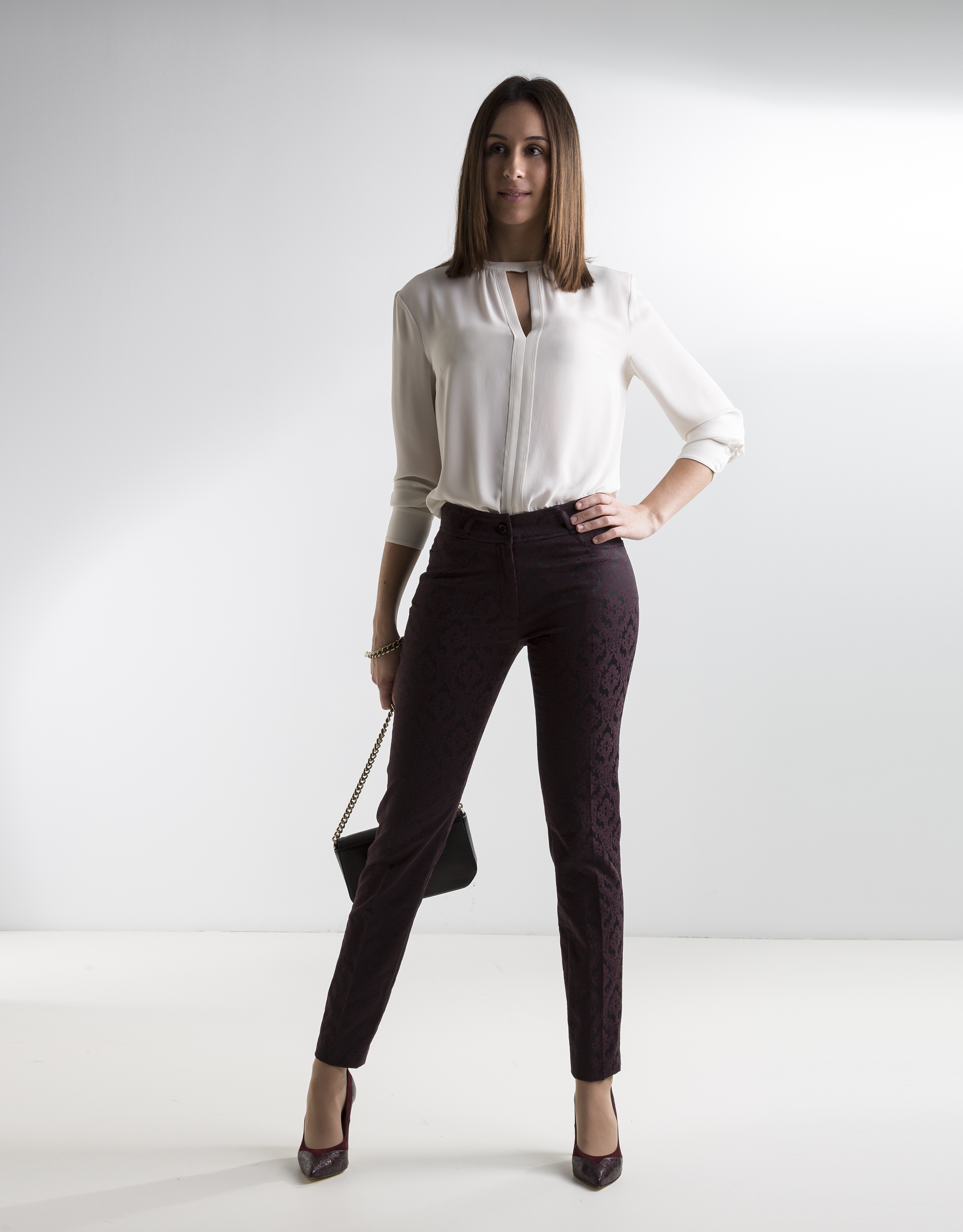 Aubergine jacquard pants