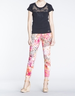 Abstract print stovepipe pants with 4 pockets