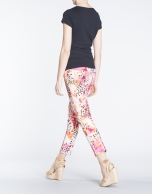 Abstract print stovepipe pants with 4 pockets