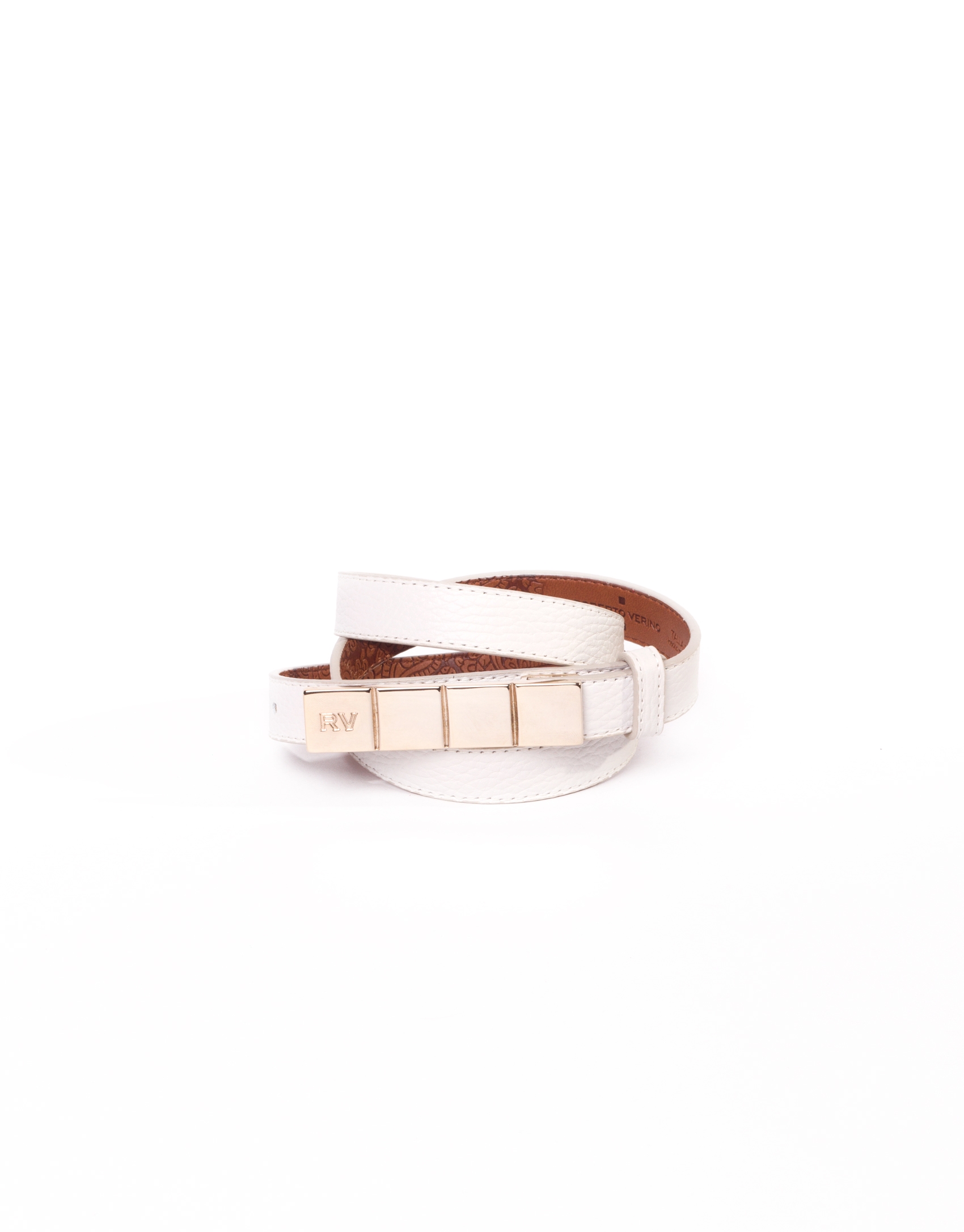 Narrow off white leather belt