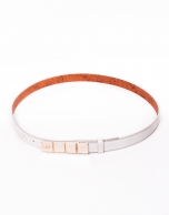 Narrow off white leather belt