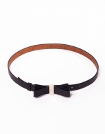 Black leather belt with bow 