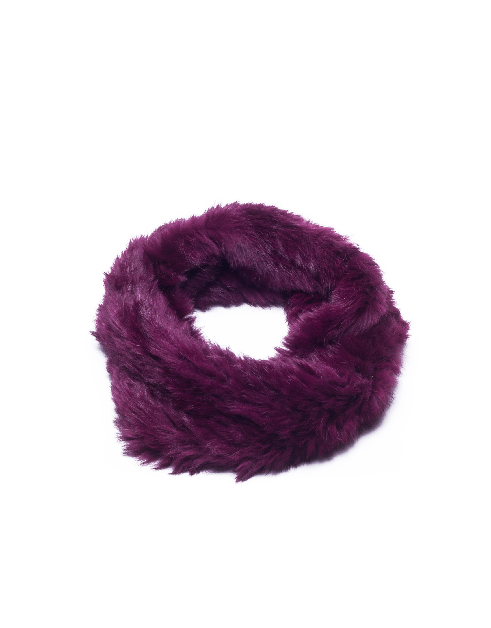 Dark red rabbit fur collar