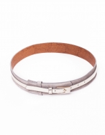 Light gold leather metallic belt 