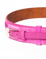 Pink metallic leather belt 