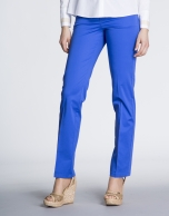 Klein blue straight cotton pants with 5 pockets 