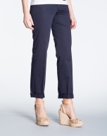 Navy blue straight cotton pants with 5 pockets 