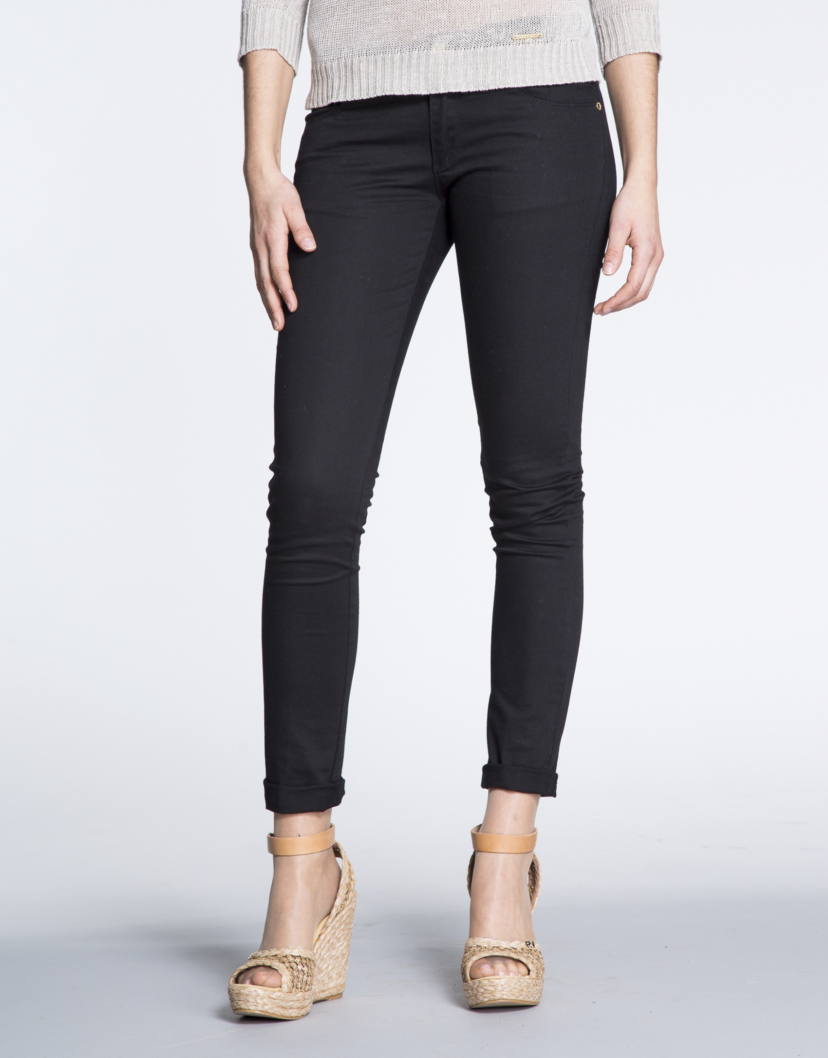 Black cotton stretch pants