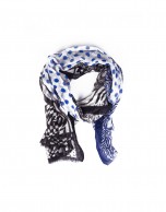 Foulard en azul, beige y negro