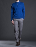 Blue knit polo shirt