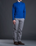 Blue knit polo shirt