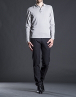 Gray knit polo shirt