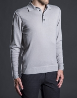 Gray knit polo shirt