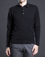 Black knit polo shirt