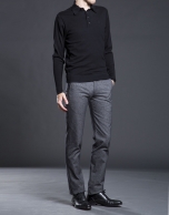 Black knit polo shirt