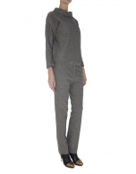 Gray bird's eye straight microprint pants