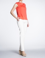 Ivory cotton straight pants 