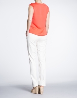 Ivory cotton straight pants 