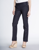 Navy blue cotton straight pants