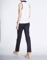 Navy blue cotton straight pants