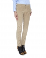 Beige corduroy straight pants with French pocket