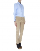 Beige corduroy straight pants with French pocket