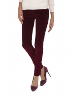 Burgundy straight corduroy pants with French pocket 