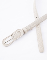 Narrow beige leather belt 