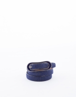 Narrow midnight blue leather belt