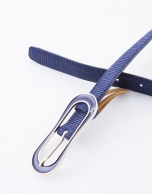 Narrow midnight blue leather belt