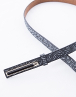 Narrow black leather belt