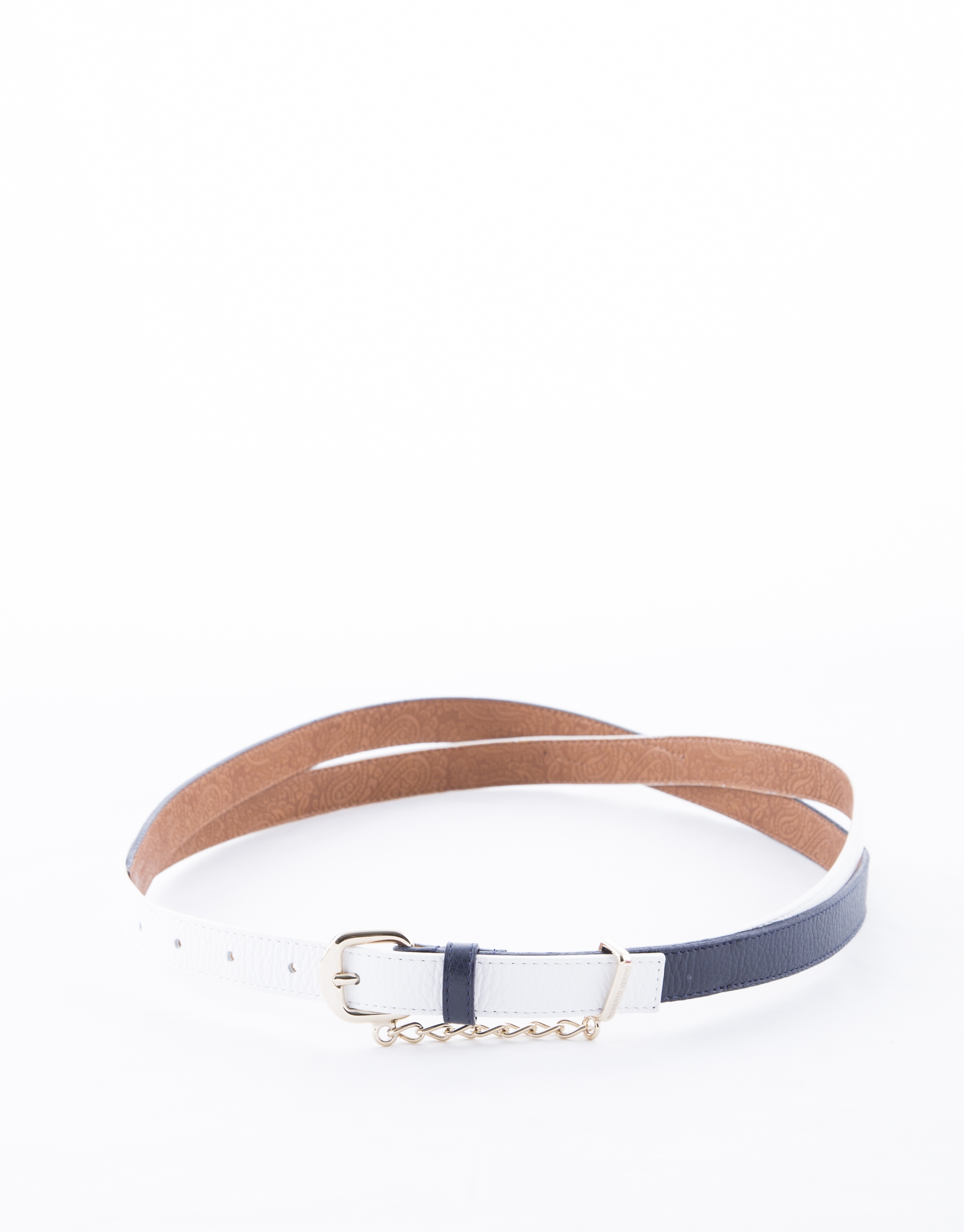 White and blue geometric belt