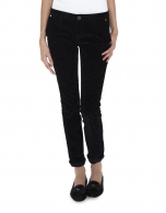 Black corduroy pants with Arabesque embossing