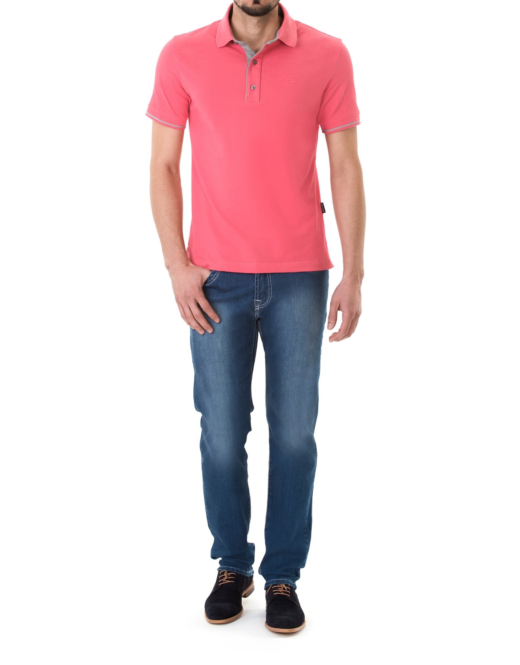 Plain pink piqué polo