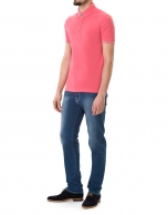 Plain pink piqué polo