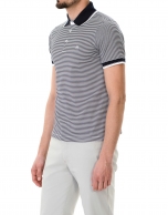 Blue and white striped polo