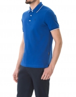 Blue and white pique polo