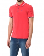 Red and blue piqué polo