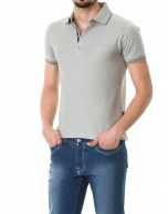 Gray jacquard polo