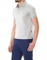 Gray and white jacquard polo