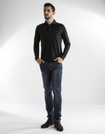 Polo jacquard rombos negro