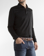 Black diamond print jacquard polo 