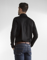 Polo jacquard rombos negro