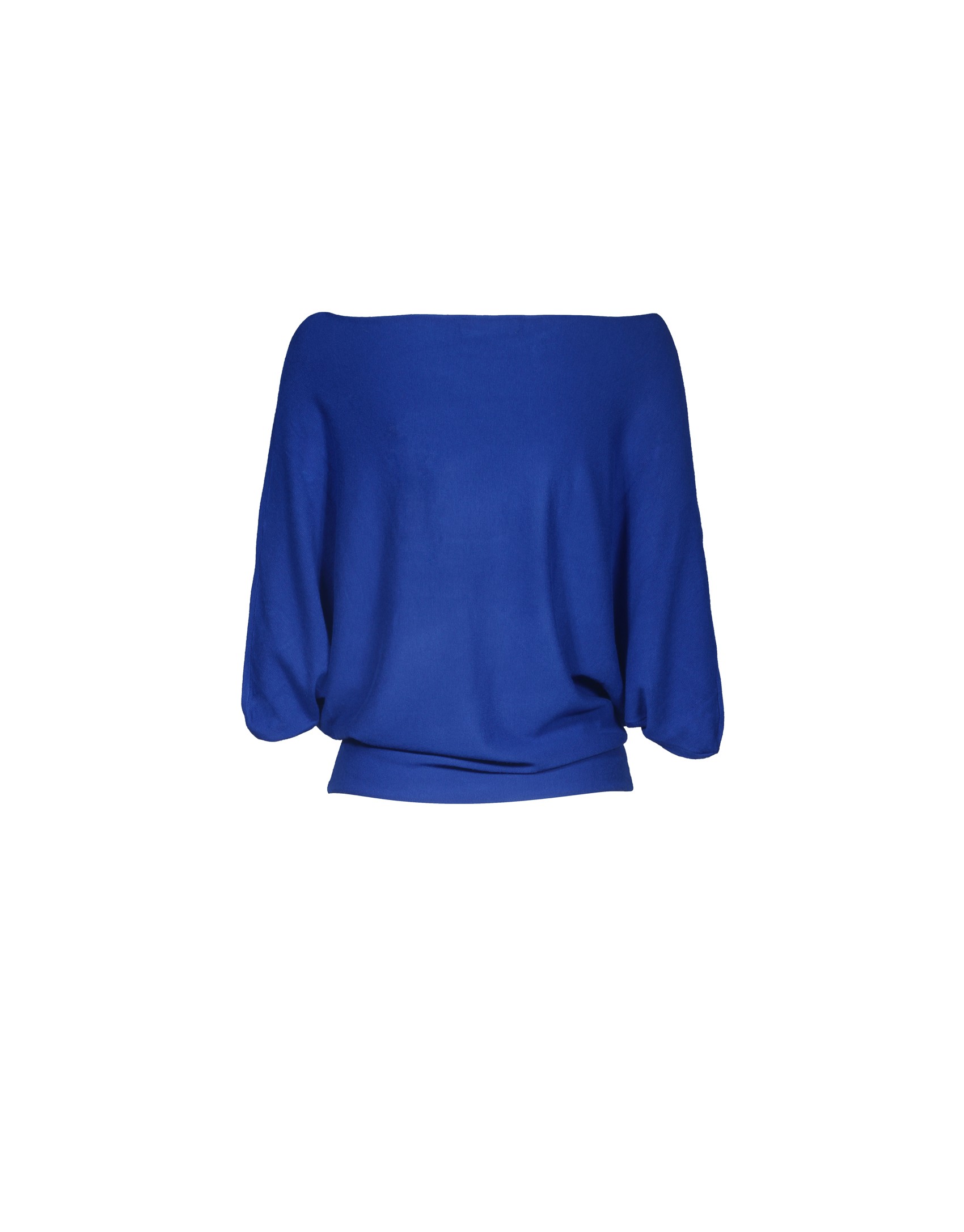 Wide sleeve boat neck blue pullover