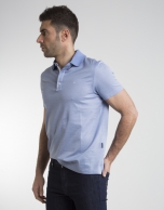 Light blue microprint polo